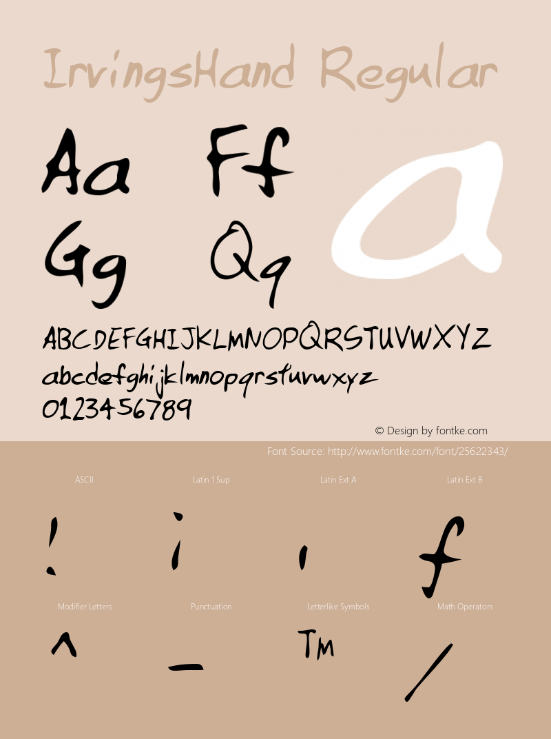 IrvingsHand Regular The IMSI MasterFonts Collection, tm 1996 IMSI (International Microcomputer Software Inc.) Font Sample