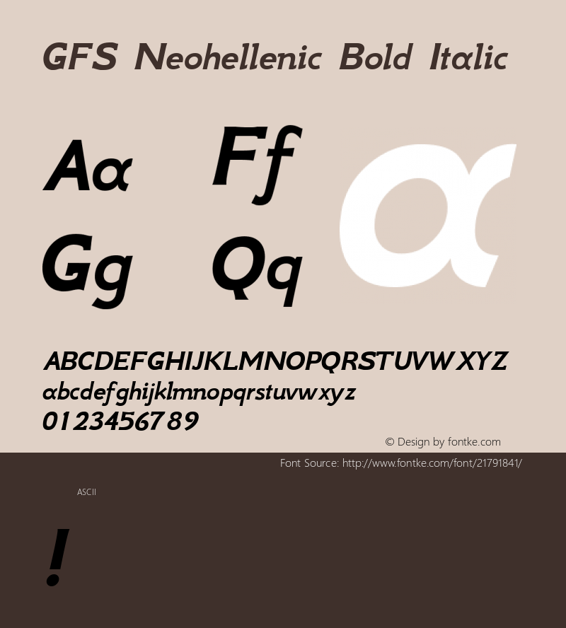 GFS Neohellenic Bold Italic  Font Sample