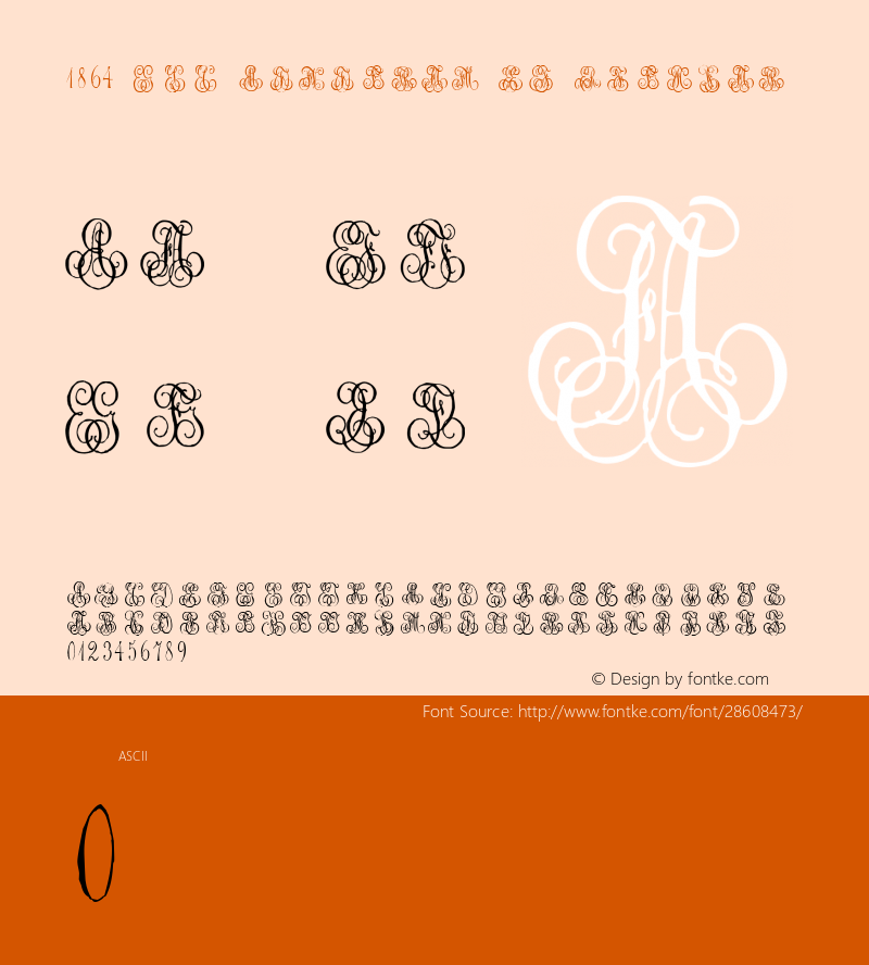 1864 GLC Monogram EF Version 1.000 Font Sample