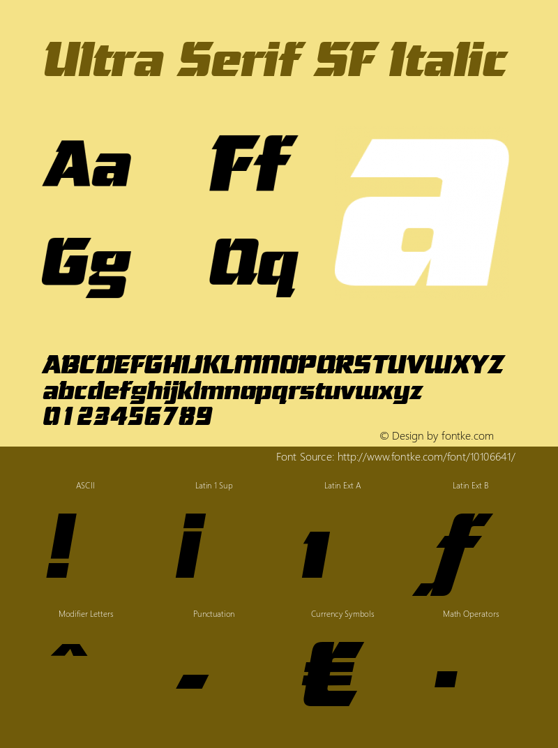 Ultra Serif SF Italic Altsys Fontographer 3.5  17.05.1994 Font Sample