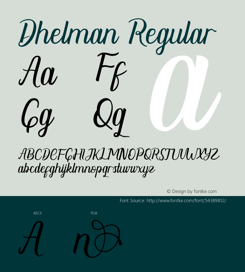 Dhelman Version 1.00;December 9, 2019;FontCreator 11.5.0.2427 64-bit Font Sample