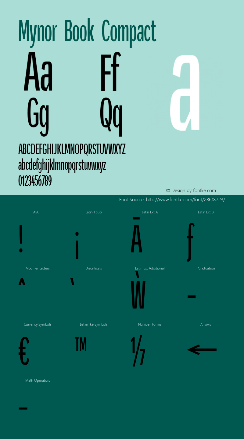 Mynor Book Compact Version 001.000 January 2019;YWFTv17 Font Sample