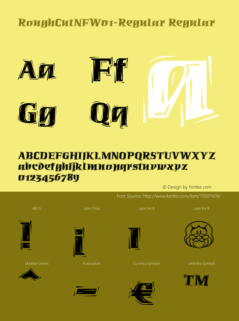 RoughCutNFW01-Regular Regular Version 1.20 Font Sample