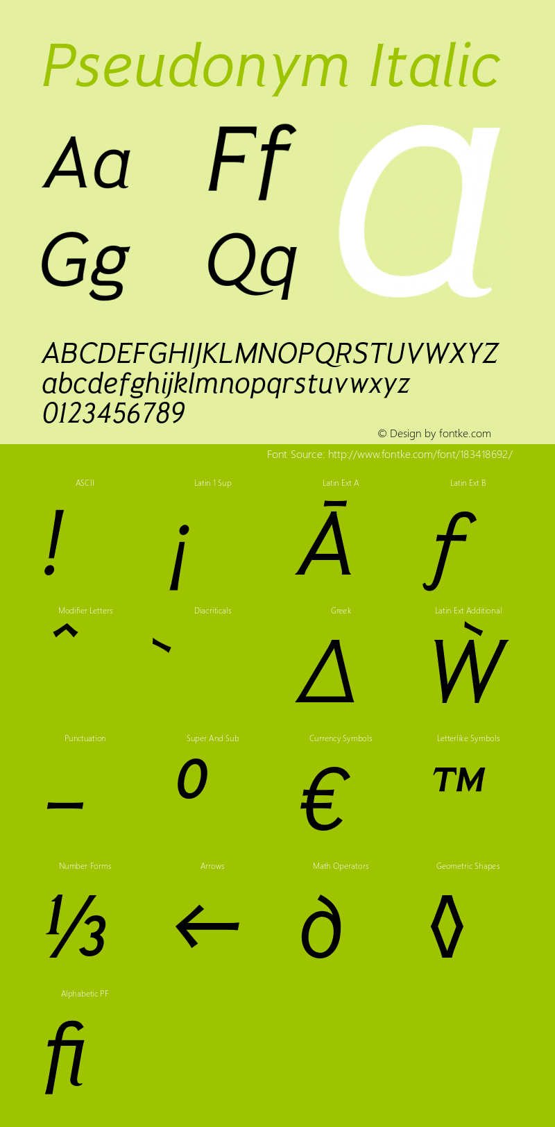 Pseudonym-Italic Version 1.000;PS 001.000;hotconv 1.0.88;makeotf.lib2.5.64775图片样张