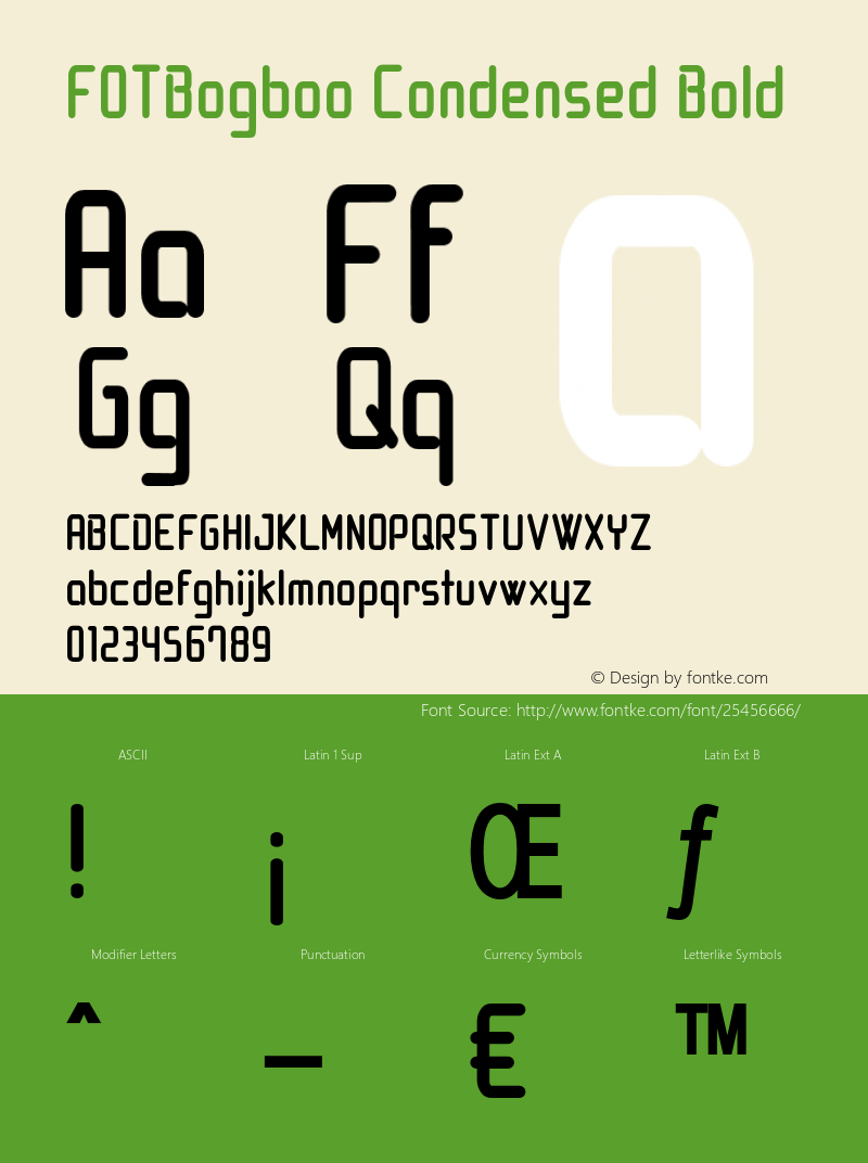 FOTBogboo-CondensedBold Version 1.000 Font Sample