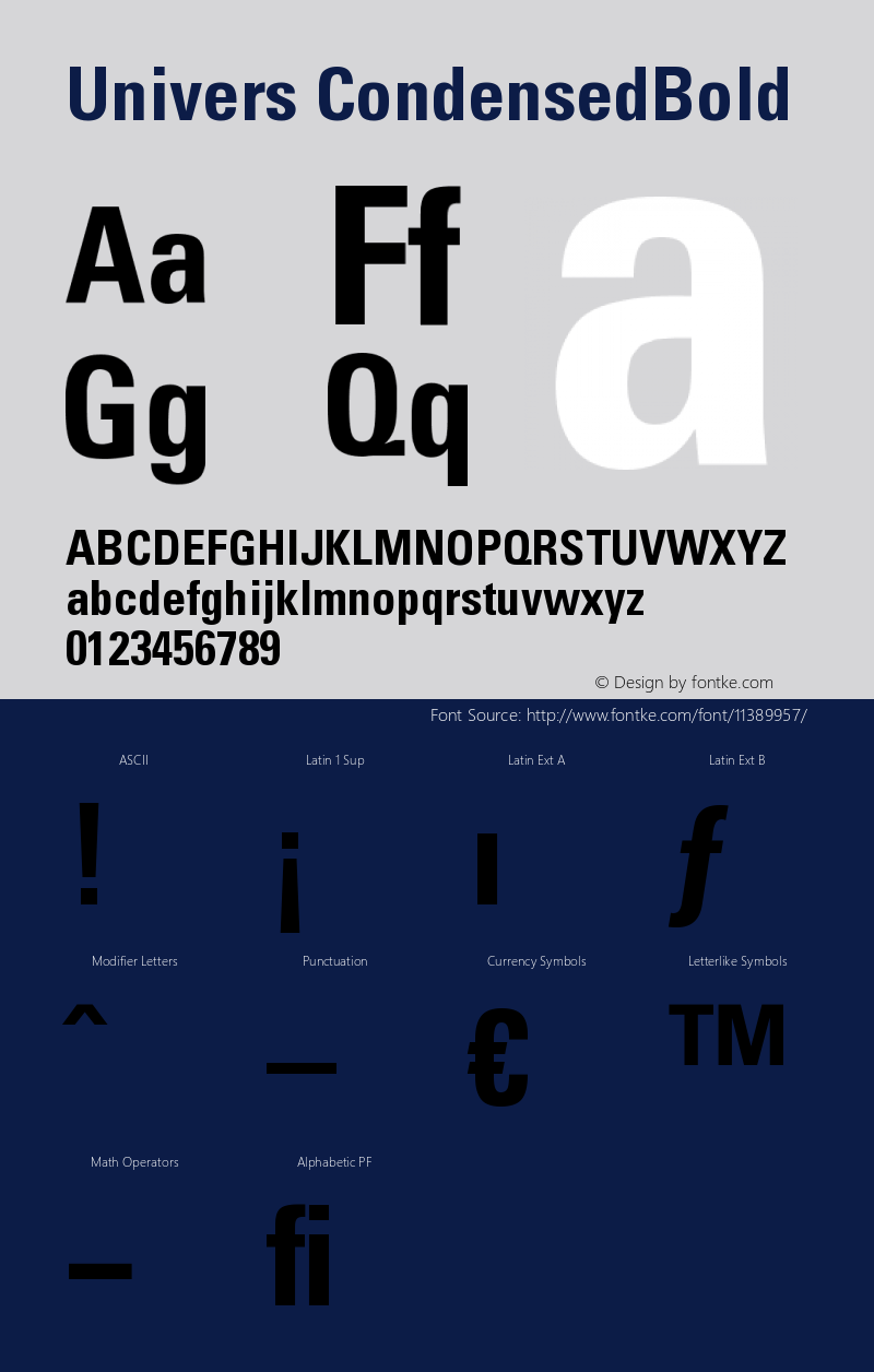 Univers CondensedBold Version 001.002 Font Sample