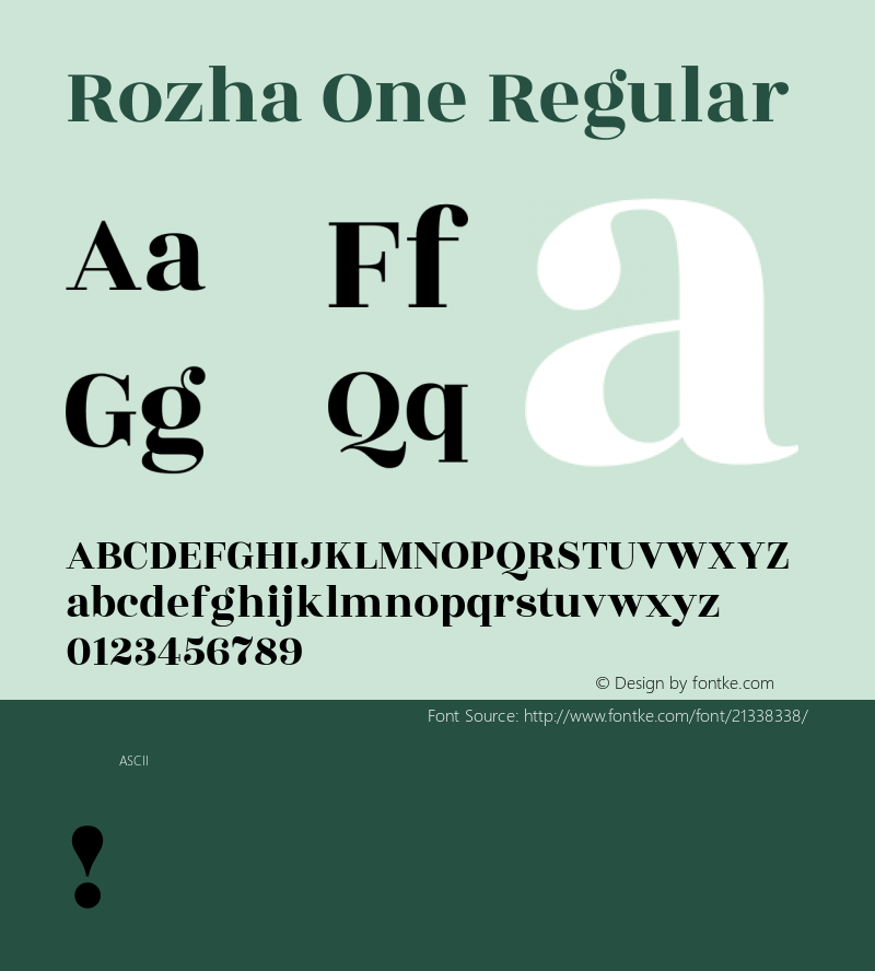 RozhaOne Version 1.0 Font Sample