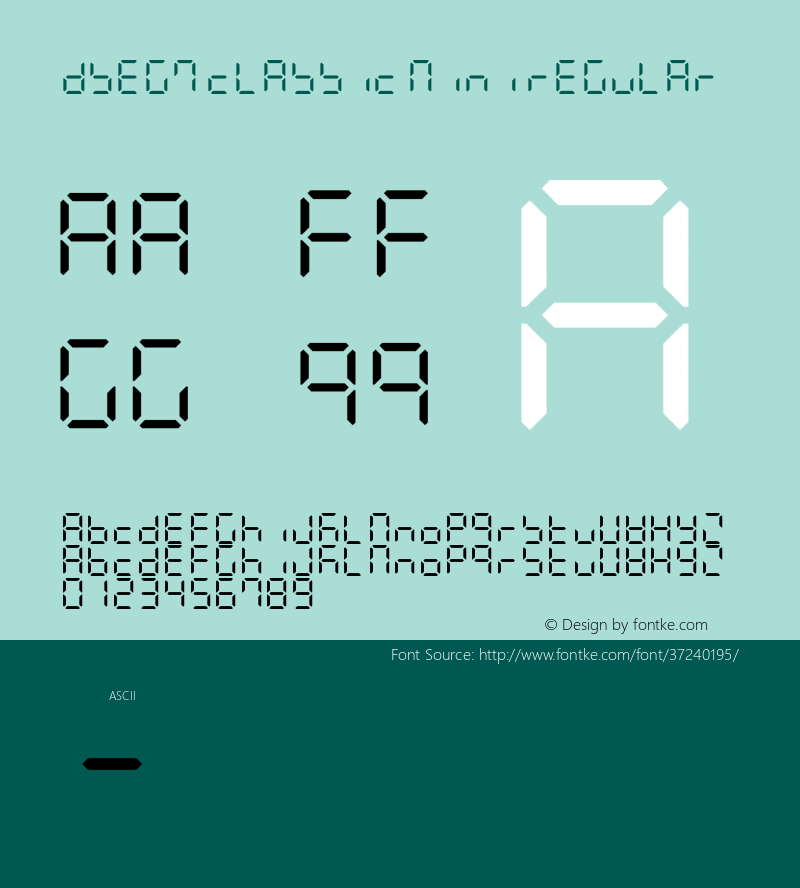 DSEG7 Classic Mini-Regular Version 0.3 Font Sample