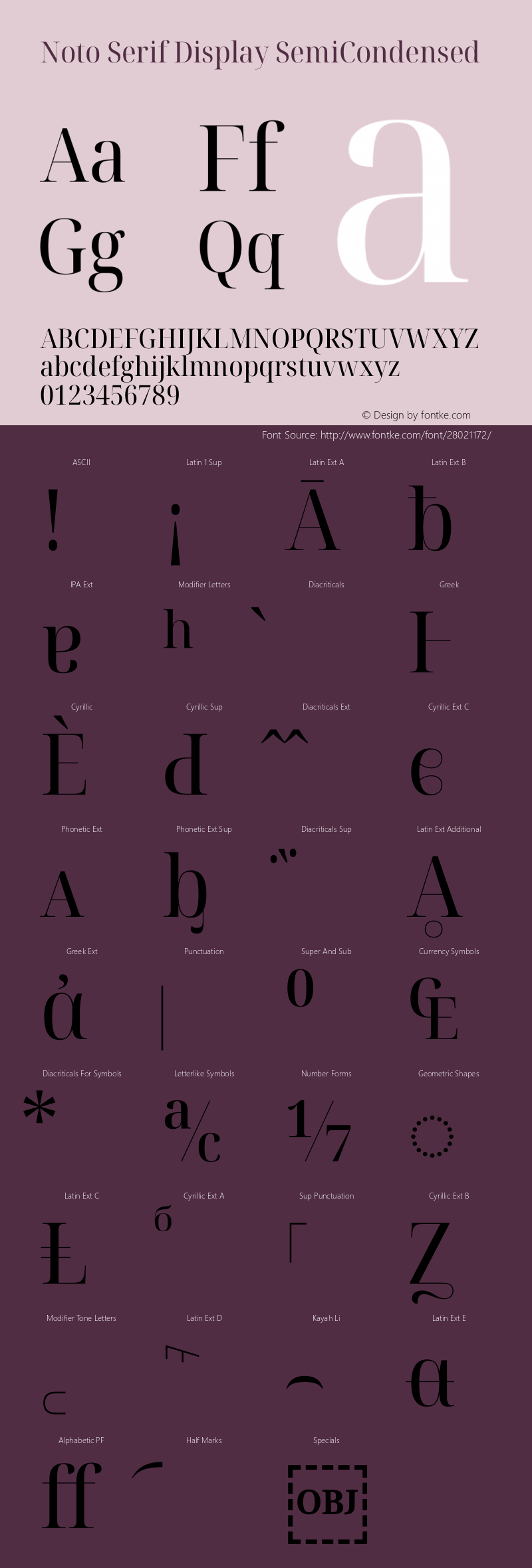 Noto Serif Display SemiCondensed Version 2.001 Font Sample