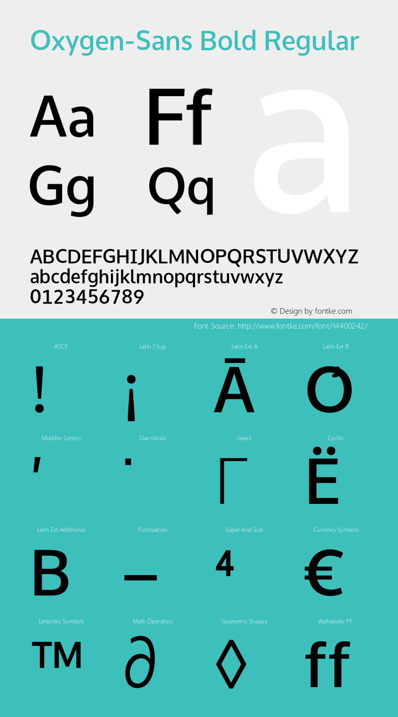 Oxygen-Sans Bold Regular Version 0.004;PS (version unavailable);hotconv 1.0.70;makeotf.lib2.5.58329 DEVELOPMENT Font Sample