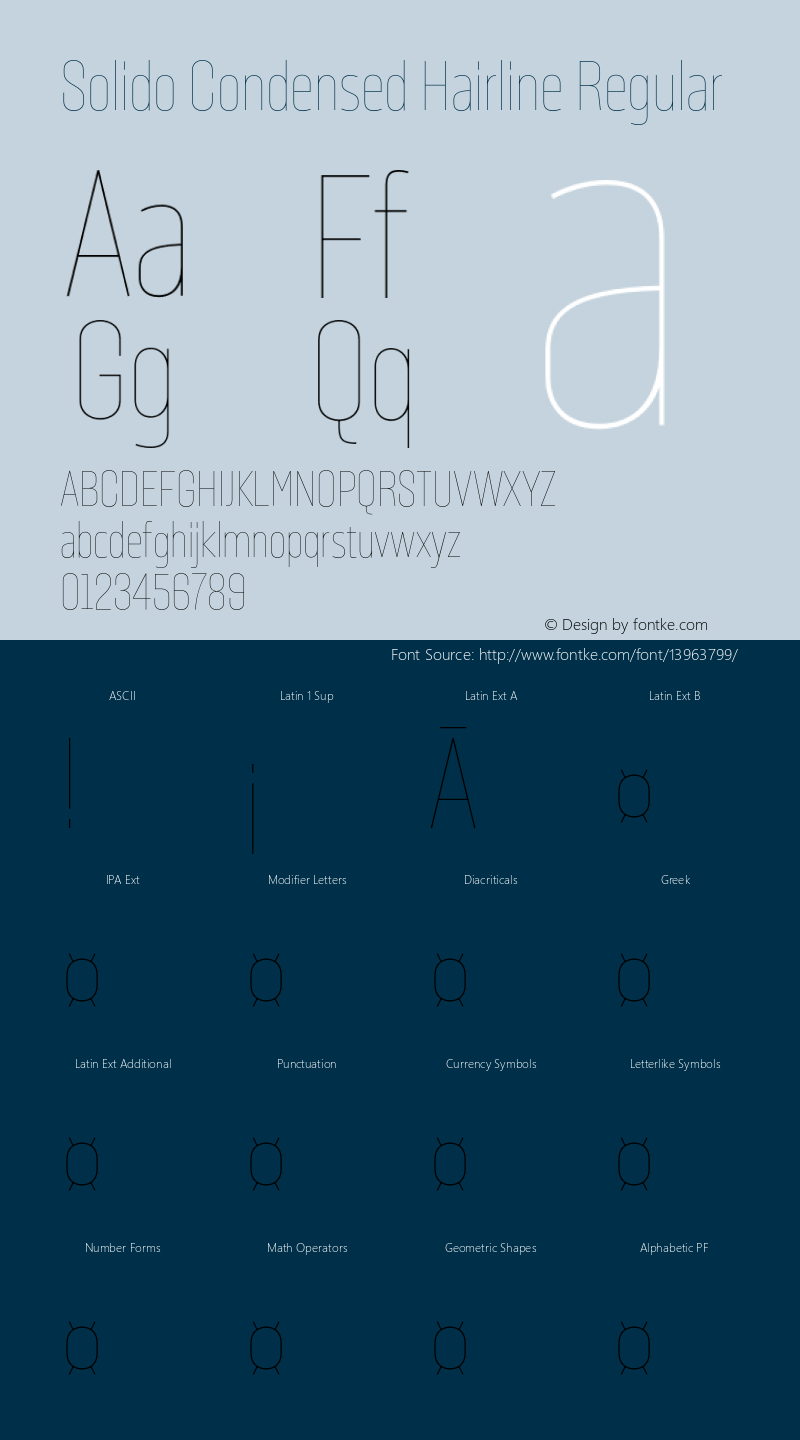 Solido Condensed Hairline Regular Version 1.001;PS 001.001;hotconv 1.0.70;makeotf.lib2.5.58329 Font Sample