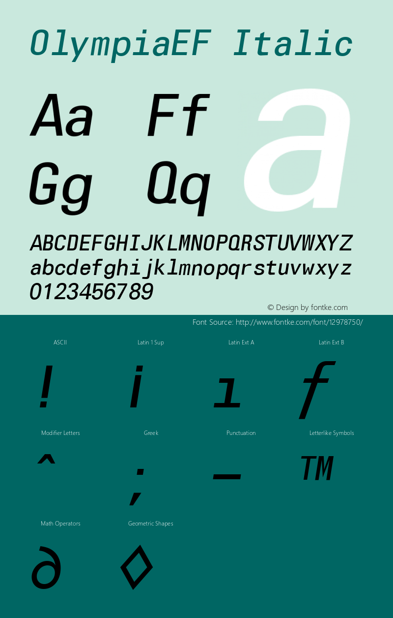 OlympiaEF Italic Version 1.00 Font Sample