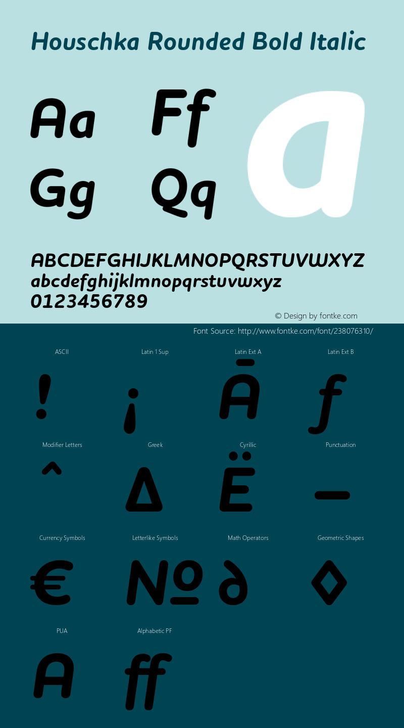 Houschka Rounded Bold Italic Version 1.001图片样张