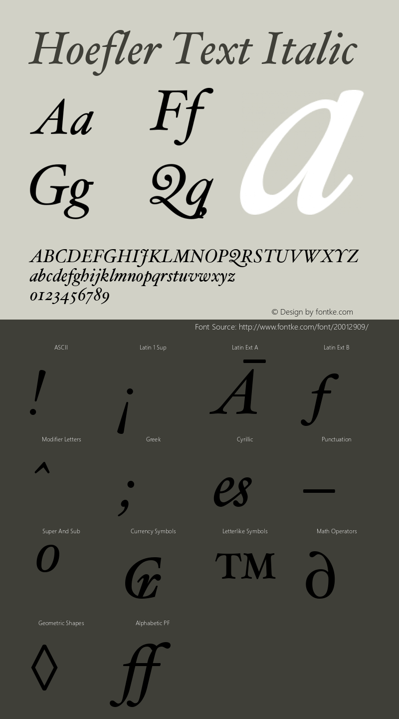 Hoefler Text Italic 3.5a3 Font Sample