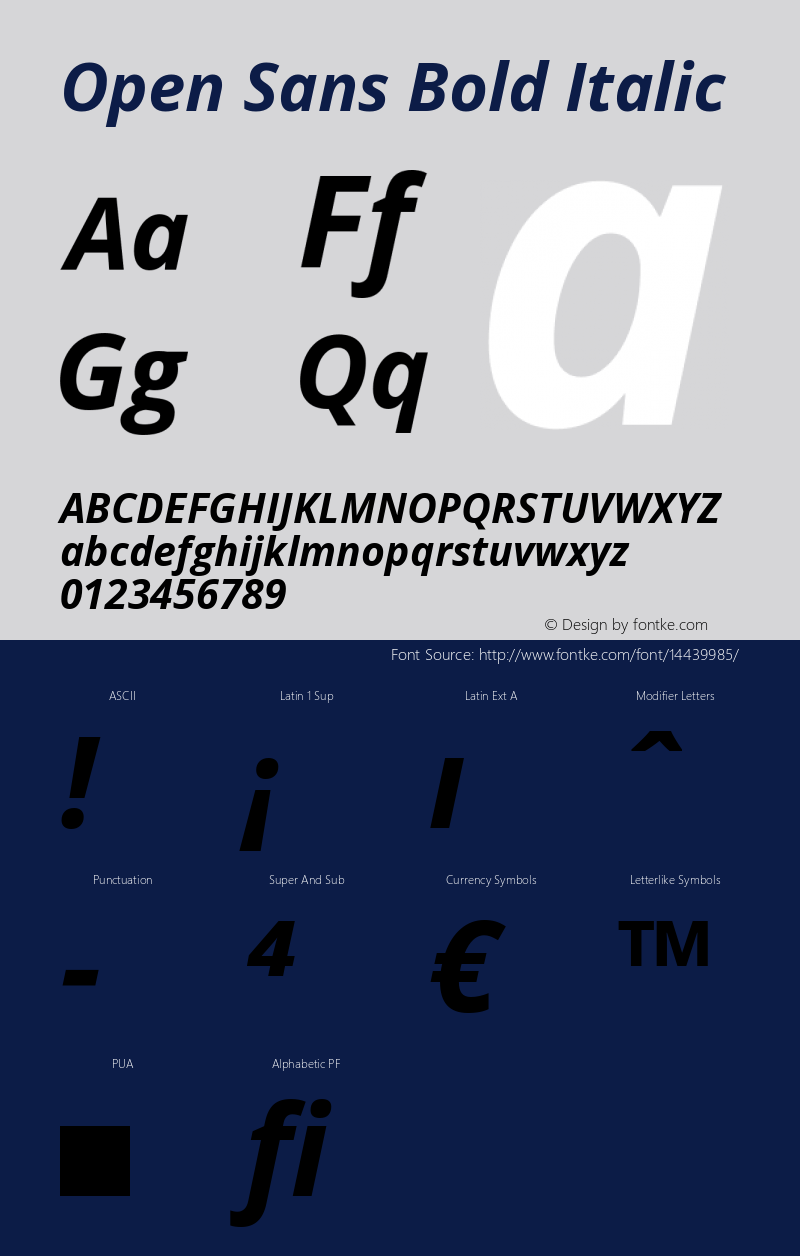 Open Sans Bold Italic Version 1.10 Font Sample