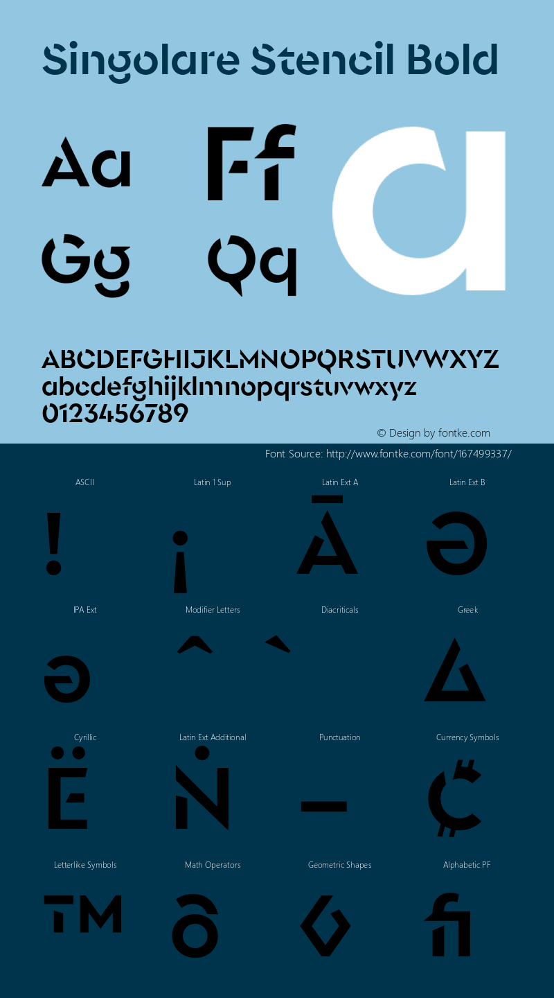 Singolare Stencil Bold Version 1.000;hotconv 1.0.109;makeotfexe 2.5.65596 Font Sample