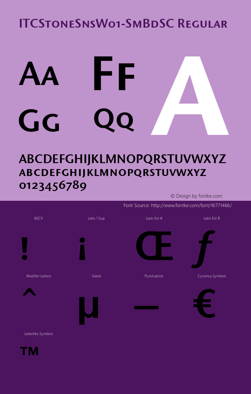 ITCStoneSnsW01-SmBdSC Regular Version 1.00 Font Sample