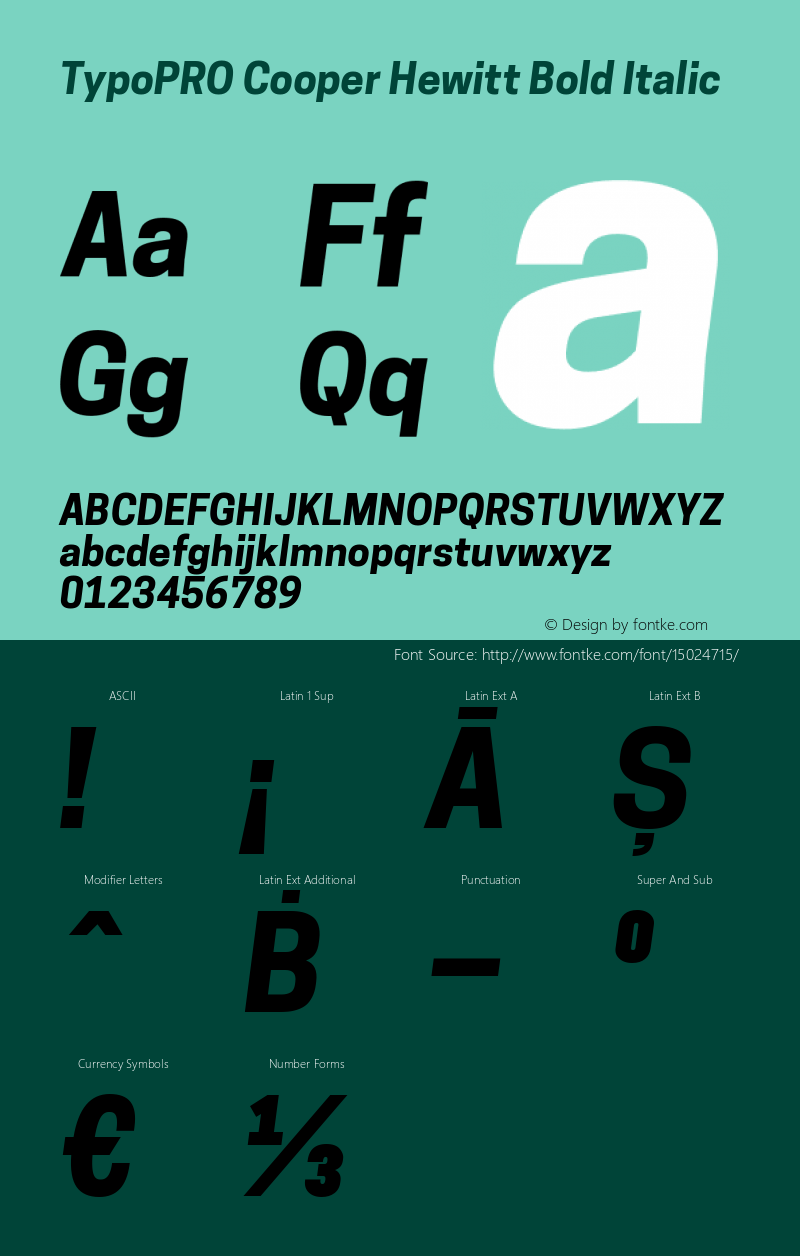 TypoPRO Cooper Hewitt Bold Italic 1.000 Font Sample