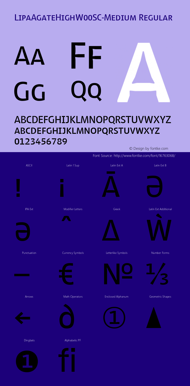 LipaAgateHighW00SC-Medium Regular Version 1.00 Font Sample