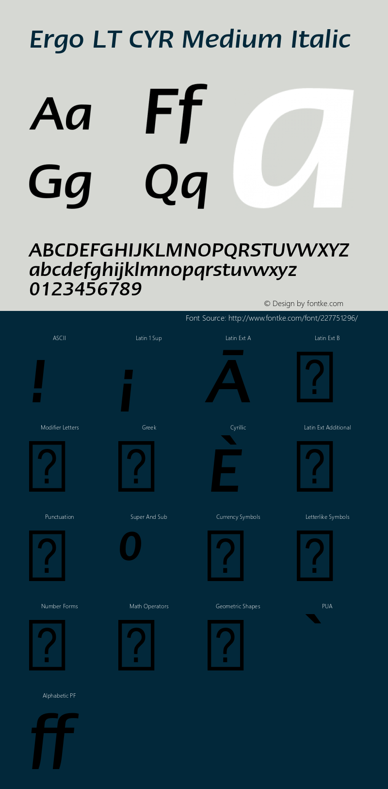 ErgoLTCYR-MediumItalic Version 1.000;PS 001.000;hotconv 1.0.38图片样张