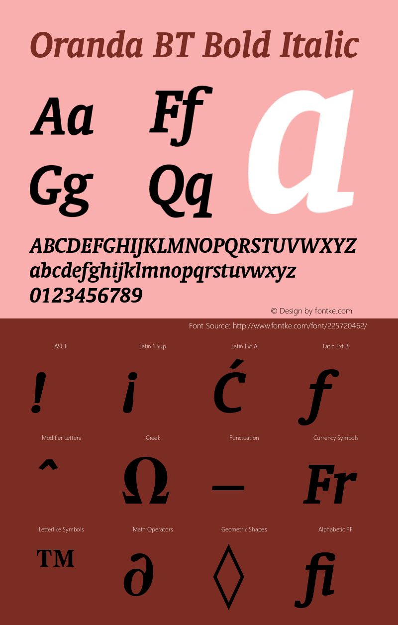 Oranda BT Bold Italic Version 1.01 emb4-OT图片样张