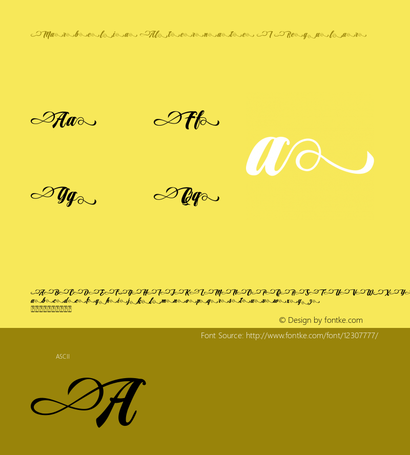 Marbelia Alternate I Regular Version 1.00 May 13, 2015, initial release Font Sample