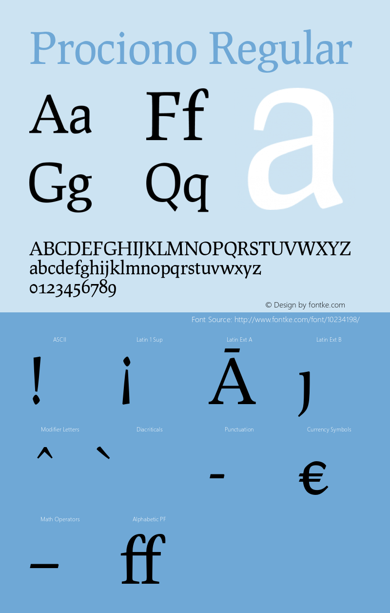 Prociono Regular Version 2.2 Font Sample