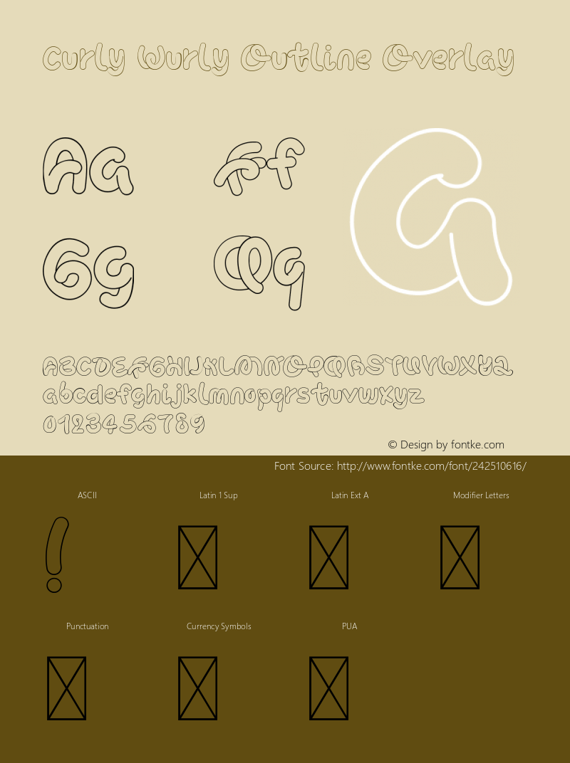 Curly Wurly Outline Overlay Version 1.002;Fontself Maker 3.5.7图片样张