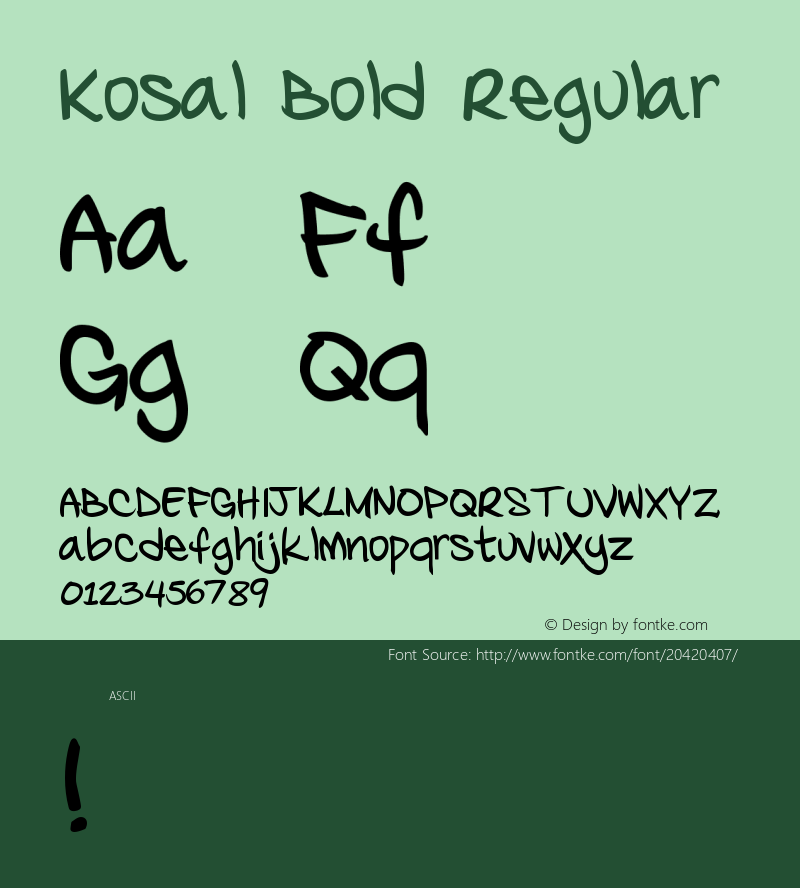 Kosal Bold  Font Sample