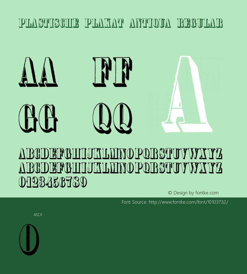 Plastische Plakat-Antiqua Regular Version 1.0; 2002; initial release Font Sample