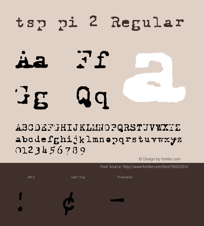 tsp pi 2 Regular toase - 2000 Font Sample