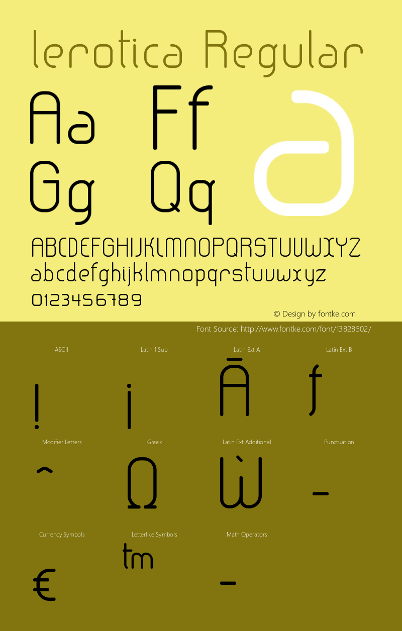 lerotica Regular Version 1.002 2011 Font Sample