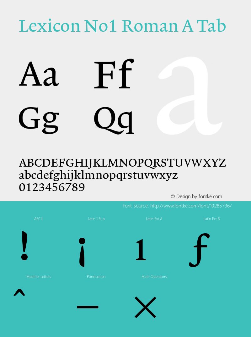 Lexicon No1 Roman A Tab 001.000 Font Sample