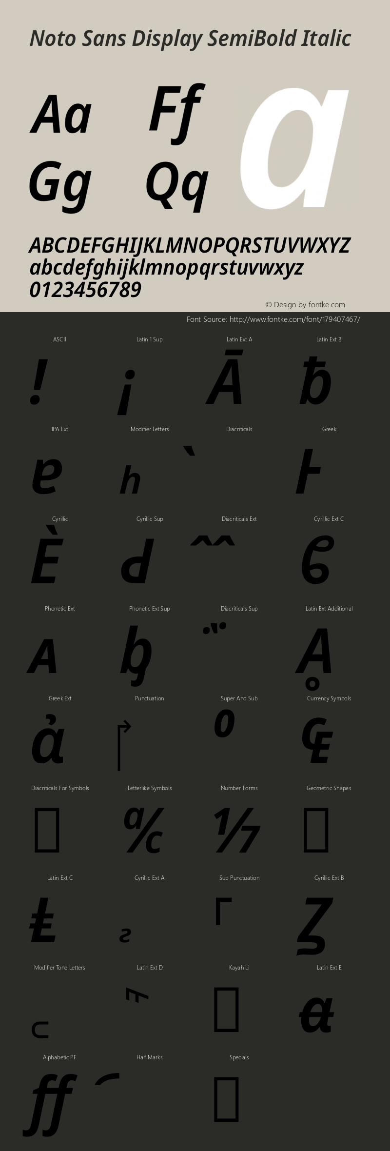 Noto Sans Display SemiBold Italic Version 2.004图片样张
