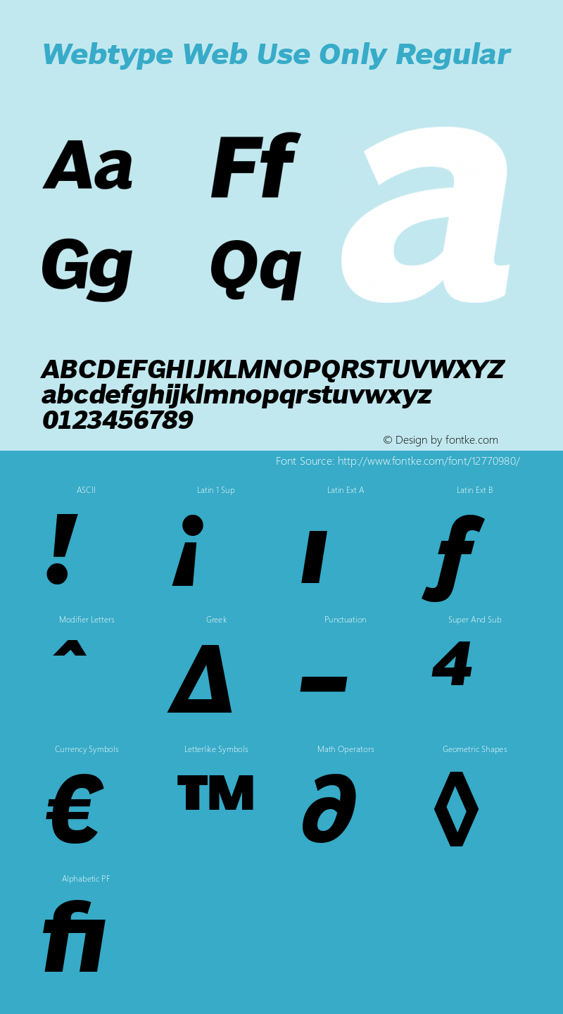 Webtype Web Use Only Regular Version 1.3 Font Sample