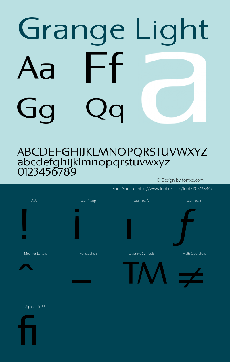 Grange Light Version 001.001 Font Sample