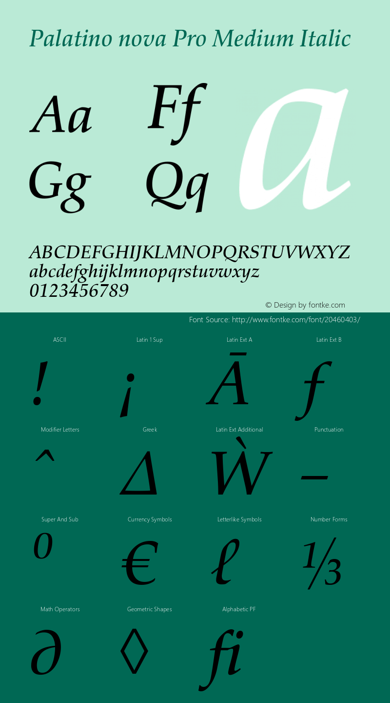 PalatinoNovaPro-MediumIt Version 1.000;PS 001.000;hotconv 1.0.38 Font Sample