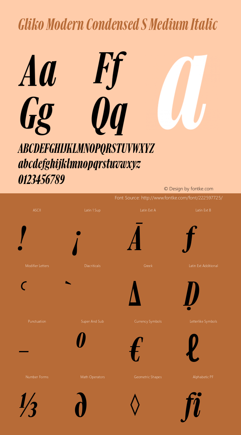 Gliko Modern Condensed S Medium Italic Version 2.001图片样张