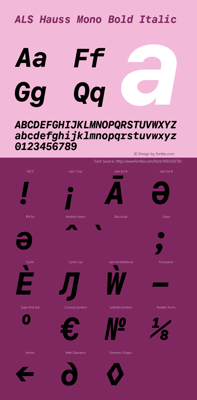 ALS Hauss Mono Bold Italic Version 1.300;hotconv 1.0.109;makeotfexe 2.5.65596 Font Sample