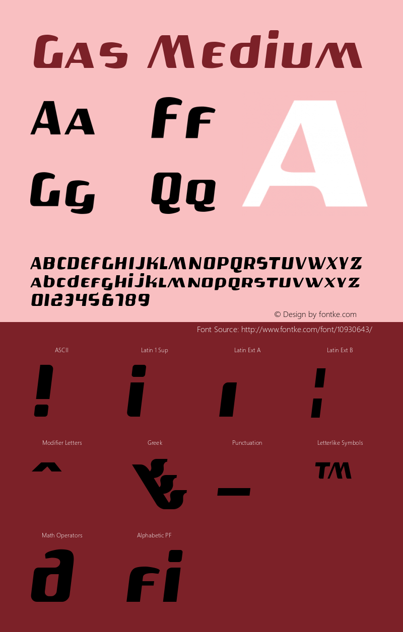 Gas Medium Version 001.000 Font Sample