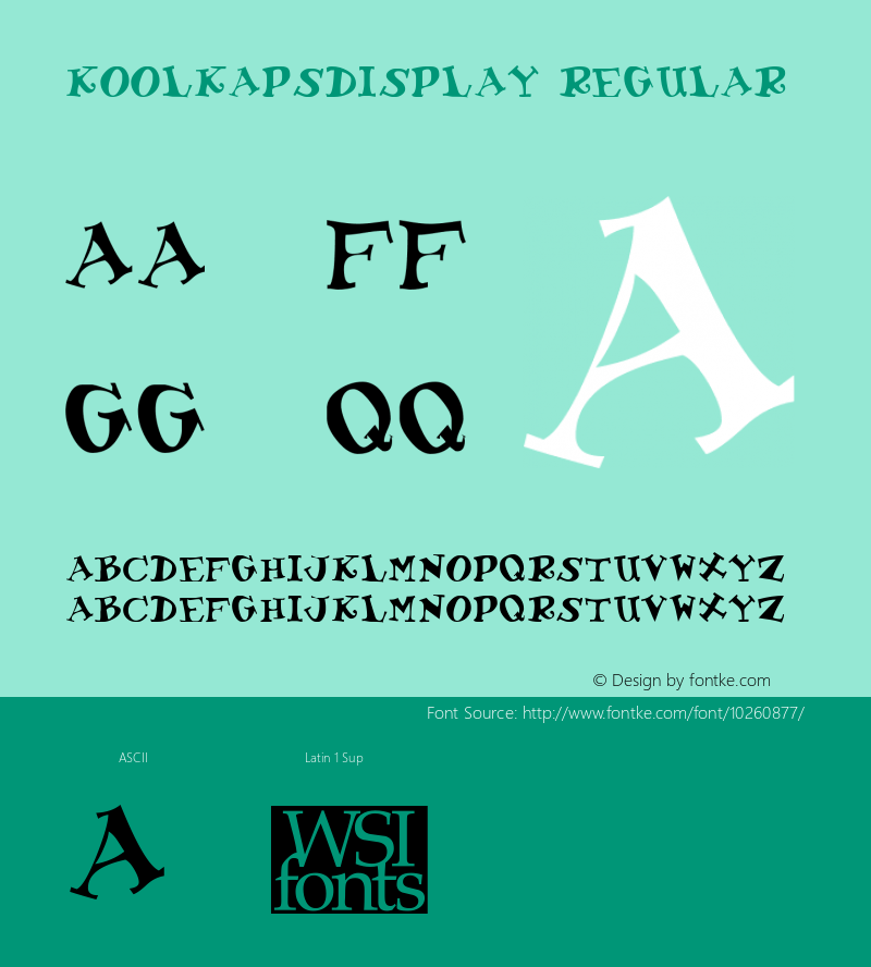 KoolKapsDisplay Regular Macromedia Fontographer 4.1 6/29/96 Font Sample
