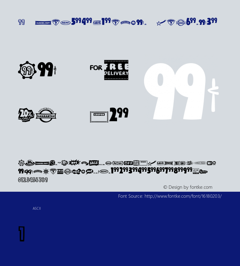 99 CentsSpecial Regular Version 4.10 Font Sample