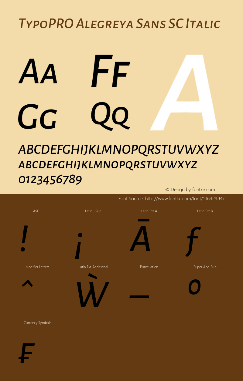 TypoPRO Alegreya Sans SC Italic Version 1.000;PS 001.000;hotconv 1.0.70;makeotf.lib2.5.58329 DEVELOPMENT Font Sample