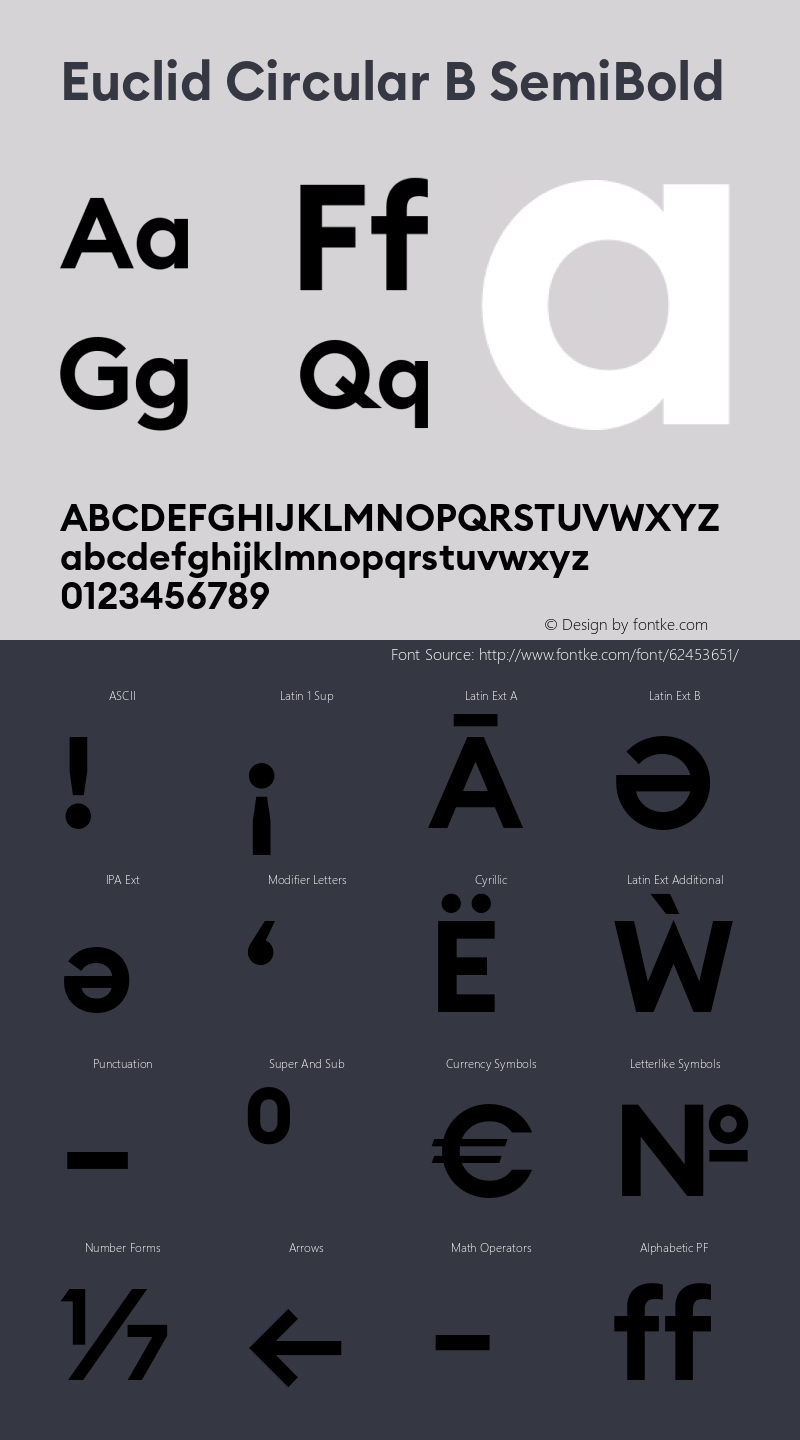 EuclidCircularB-SemiBold Version 3.001 Font Sample