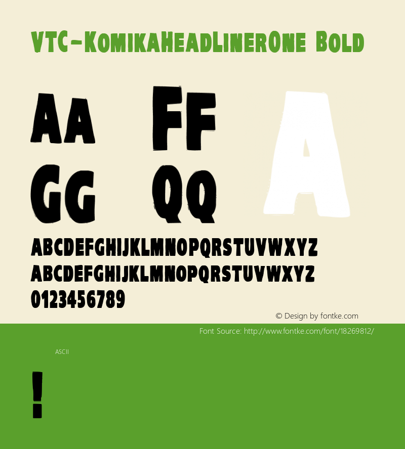 VTC-KomikaHeadLinerOne Bold Version 1.000 2010 initial release Font Sample