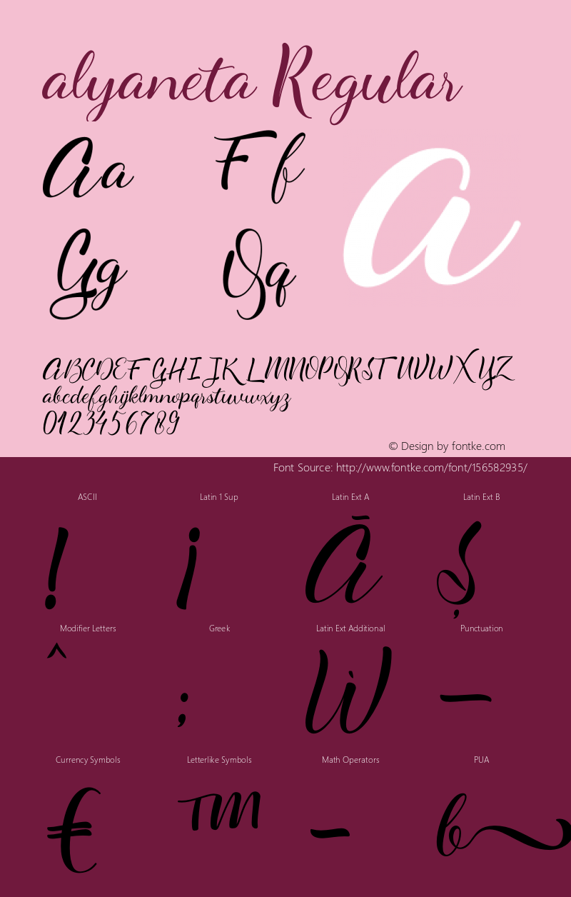 alyaneta Version 1.00;March 26, 2021;FontCreator 12.0.0.2545 64-bit Font Sample