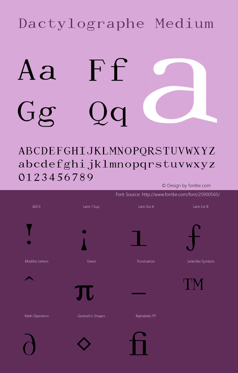 Dactylographe Version 001.000 Font Sample