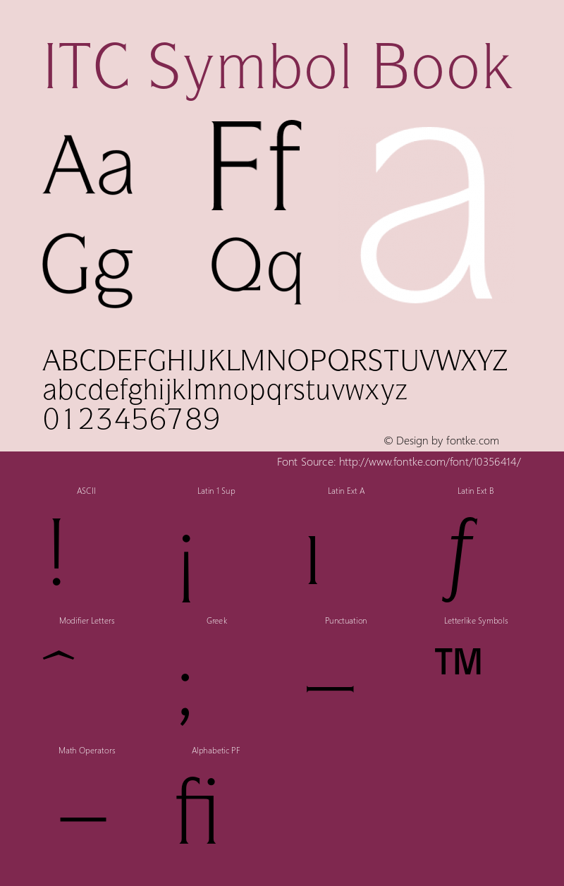 ITC Symbol Book Version 001.000 Font Sample