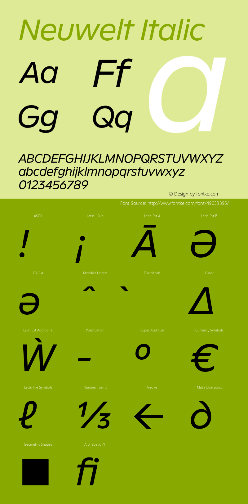 Neuwelt-Italic Version 1.00 Font Sample