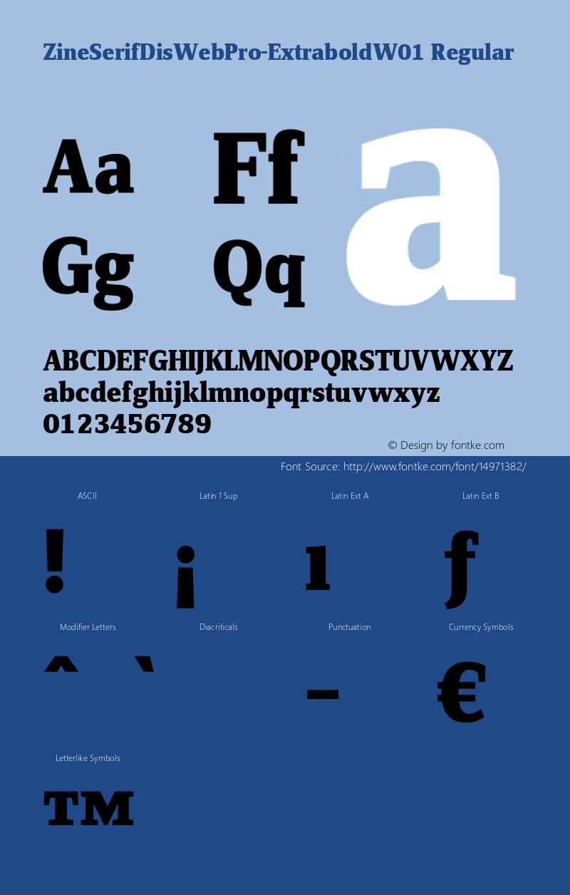 ZineSerifDisWebPro-ExtraboldW01 Regular Version 7.504 Font Sample